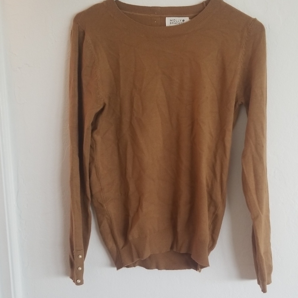 Light brown sweater with pearl detailing